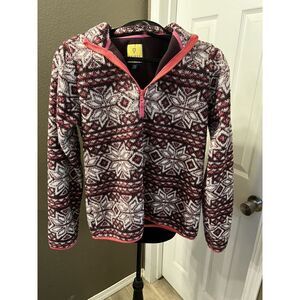 Prince fox Sherpa pullover fleece jacket pink‎ Aztec snowflake coat size S